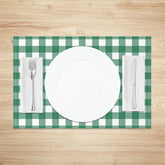 Aperturee - Modern Green White Plaid Dining Set Of 4 Placemats